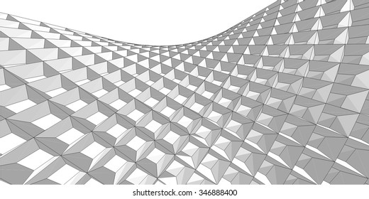 Abstract geometric 3d structure. Architectural background 