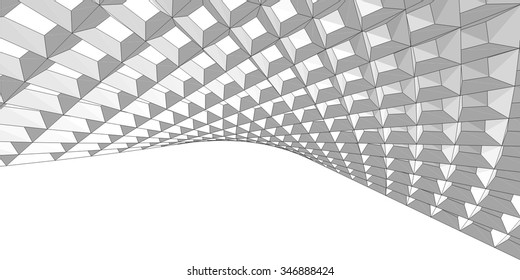Abstract geometric 3d structure. Architectural background 