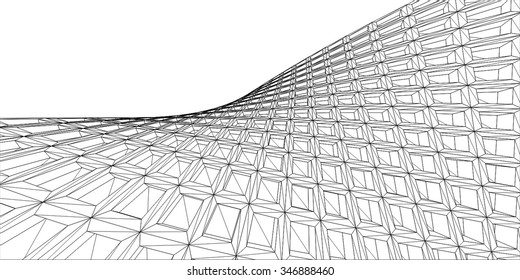Abstract geometric 3d structure. Architectural background 