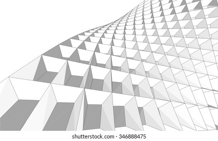 Abstract geometric 3d structure. Architectural background 