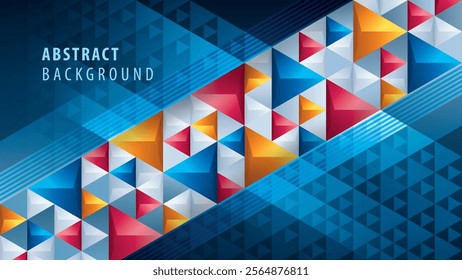 Abstract geometric 3d triangles background, Colorful triangle Pattern design. Modern polygon triangles background. Creative ideas for business presentations, template, banner, invitation card, social