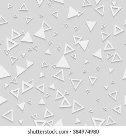 Abstract Geometric 3d White Triangle Seamless Pattern, Vector Background