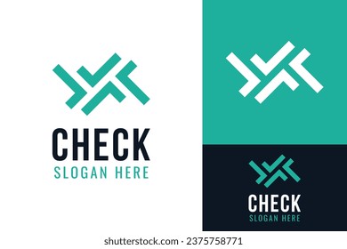 Abstract Geometric 4 Four Check Mark Internet Digital Technology Database Logo Design Branding Template
