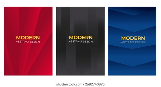 Conjunto de Plantilla geométrica Abstractas A4 con degradado moderno rojo, negro y azul para presentaciones corporativas profesionales.