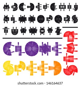 Abstract geometric ABC Techno Scratch Typeface alphabet