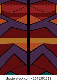 Abstract Geometric African Textile Design Warm Hues and Angular Shapes, Perfect for Fashion, Interior Design, and Digital Art Projects. Download High-Resolution Image for Your Creative Projects