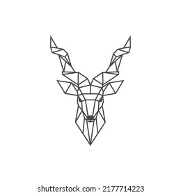 Abstract geometric antelope head in polygonal style logo. Geometric line gazelle Vector illustration