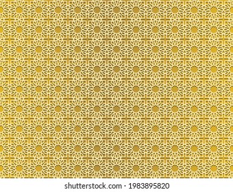 Abstract. Geometric arabic seamless pattern golden background. Light and shadow. vector.