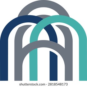 Abstract Geometric Arch Bridge Line Waves Logo Design Vector