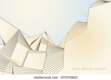 abstract geometric architectural background. distorted lines of buildings. fantasy pattern