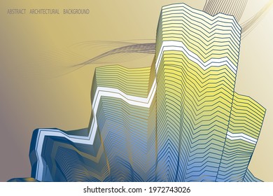 abstract geometric architectural background. distorted lines of buildings. fantasy pattern