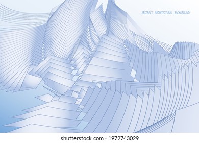abstract geometric architectural background. distorted lines of buildings. fantasy pattern