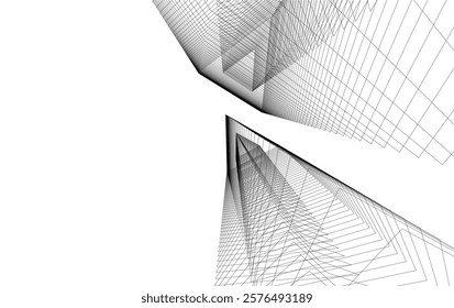 abstract geometric architectural background vector 3d illustration