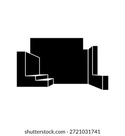 Abstrato estrutura arquitetônica geométrica silhueta vetor ilustração de cantos da sala e escadas para visualização de design de interiores