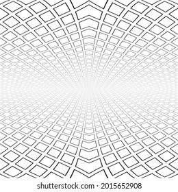 Abstract geometric architectural white background. Diminishing perspective view. Vector art.