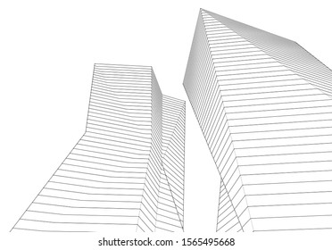
abstract geometric architecture 3d illustration