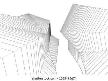 
abstract geometric architecture 3d illustration