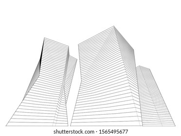 
abstract geometric architecture 3d illustration