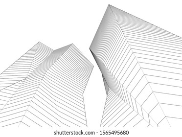 
abstract geometric architecture 3d illustration