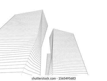 
abstract geometric architecture 3d illustration