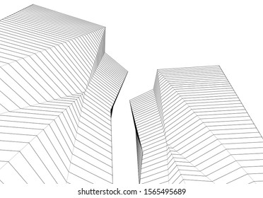 
abstract geometric architecture 3d illustration