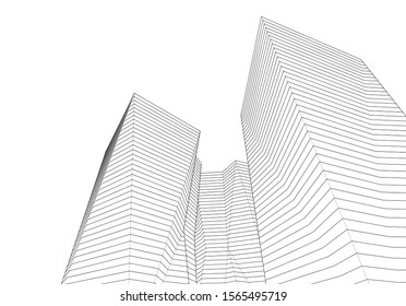 
abstract geometric architecture 3d illustration