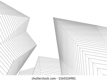 
abstract geometric architecture 3d illustration