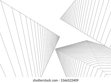 
abstract geometric architecture 3d illustration