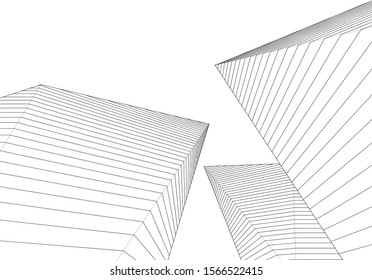 
abstract geometric architecture 3d illustration