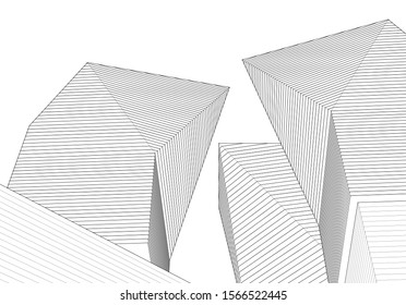 
abstract geometric architecture 3d illustration