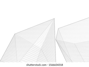 abstract geometric architecture 3d illustration