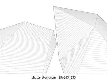 abstract geometric architecture 3d illustration