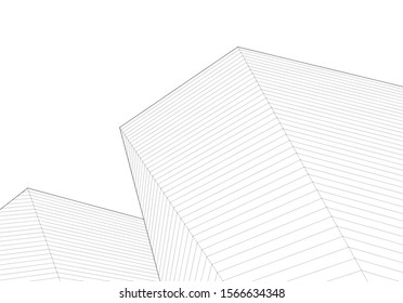 abstract geometric architecture 3d illustration
