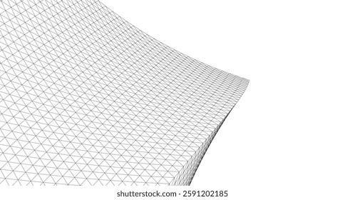 Abstract Geometric Architecture. Futuristic Minimalist Structures with Wireframe and Mesh
