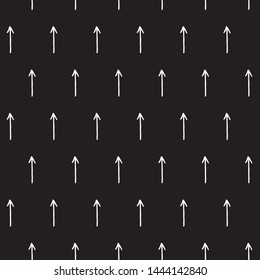 Abstract geometric arrow background with hand drawn arrows. Funny vector black and white arrow background. Seamless monochrome doodle arrow background for textile, wallpapers, wrap, cards and web.