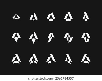 Abstract geometric arrow logo collections. Arrow Up direction minimalist style icons set vector illustration template