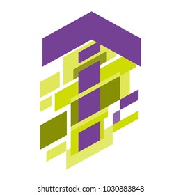 Abstract geometric up arrow purple on white background,vector illustration