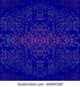 Abstract geometric art background with halftone triangles and arrow shapes.