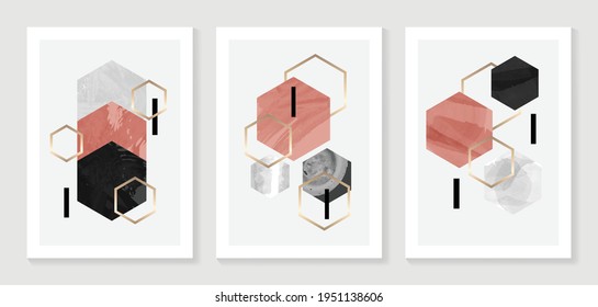 Resumen del vector de fondo de arte geométrico. Papel mural de arte a color de bloques modernos. Marcando textura de estilo dorado. El cubismo es un contexto de baja politiquería. Buena decoración, arte en la pared, afiche, invitación y cubierta.