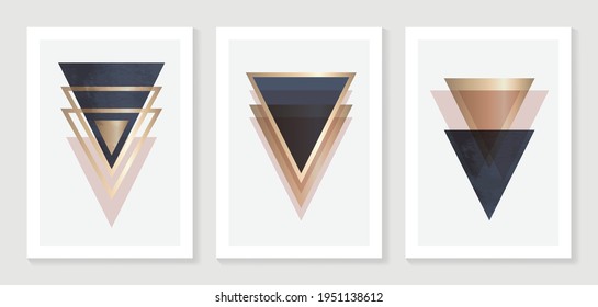 Abstract geometric art background vector. Modern block color art wallpaper. Marbling gold style texture. Cubism s low-poly backgrounds. Good for home deco, wall art, poster, invitation and cover.