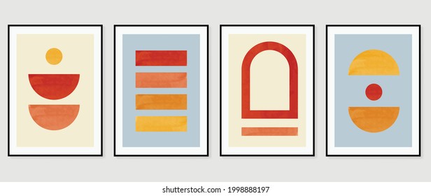 Abstract geometric art background vector. Modern block color art wallpaper. watercolor style texture. Cubism s low-poly backgrounds. Good for home deco, wall art, poster, invitation and cover.