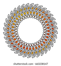 Abstract geometric art with circular motif. Geometric black and white illustration