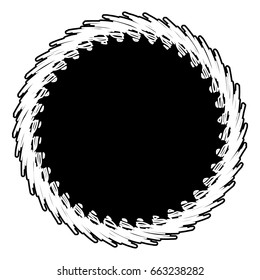Abstract geometric art with circular motif. Geometric black and white illustration