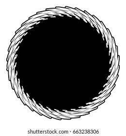 Abstract geometric art with circular motif. Geometric black and white illustration