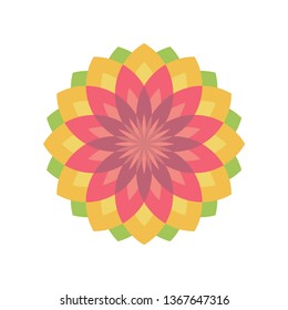 Abstract geometric art. Creative design template. Simple floral ornament. Print on textile, tile, carpet, brochure, wallpaper, background, poster. Tattoo, icon, symbol. Colorful flower illustration. 
