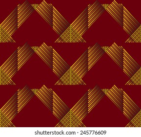 Abstract Geometric Art Deco Folded Ribbon Seamless Pattern on bordo background. Ethnic folk style texture. Cloth design. Used for wallpaper, pattern fills, web page background, surface textures. 