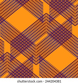 Abstract Geometric Art Deco Seamless Pattern on orange background. Vintage style texture. Cloth design. Can be used for wallpaper, pattern fills, web page background and surface textures. 