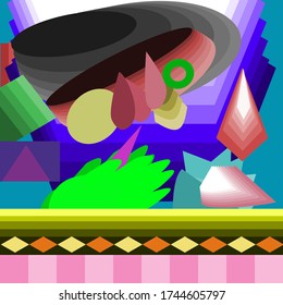 Abstract geometric art design with difference shapes and texture, Vector.