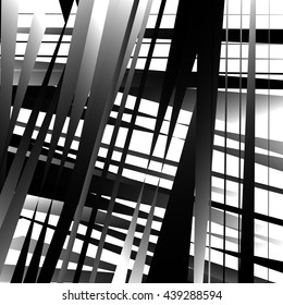 Abstract geometric art with edgy, angular shapes. Randomly ordered elements.