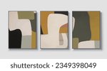 Abstract geometric art print. Vector design, a set of three wall art, wallpaper